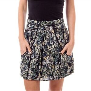 *Lilu Anthroplogie Navy Floral 100% Silk Mini Skirt #S1